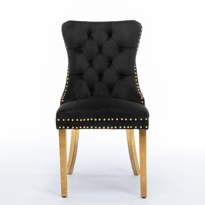 8x Velvet Dining Chairs with Golden Metal Legs-black