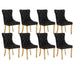 8x Velvet Dining Chairs with Golden Metal Legs-black