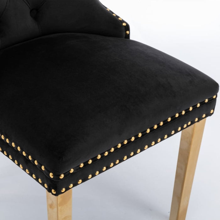 4x Velvet Dining Chairs with Golden Metal Legs-black
