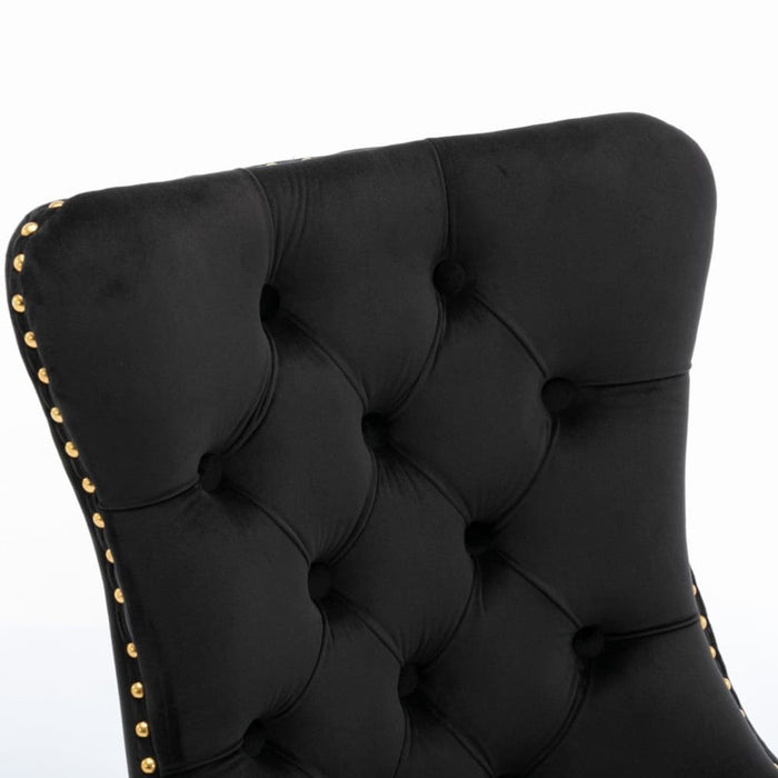 8x Velvet Dining Chairs with Golden Metal Legs-black