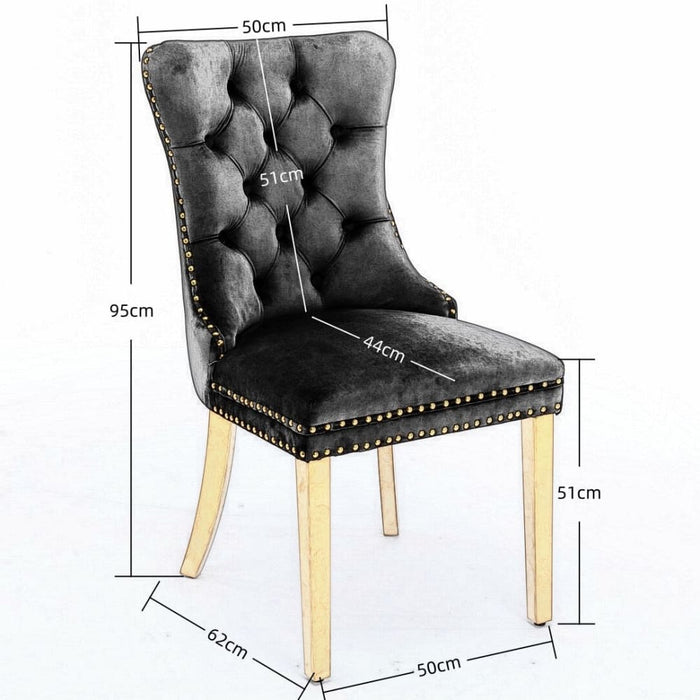 4x Velvet Dining Chairs with Golden Metal Legs-black
