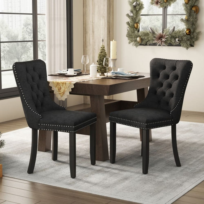 2x Velvet Dining Chairs Upholstered Tufted Kithcen Chair