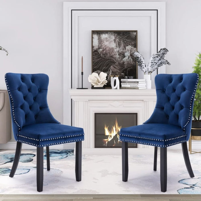 2x Velvet Dining Chairs Upholstered Tufted Kithcen Chair