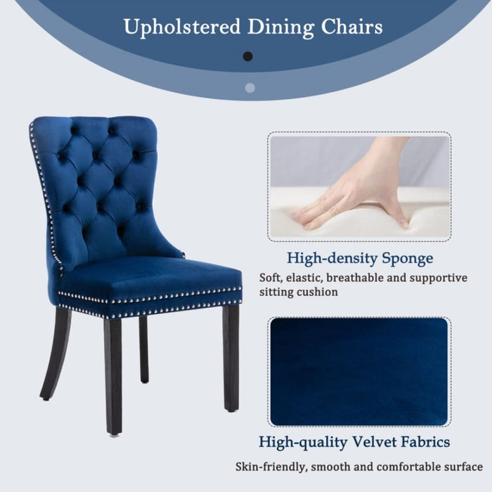 2x Velvet Dining Chairs Upholstered Tufted Kithcen Chair