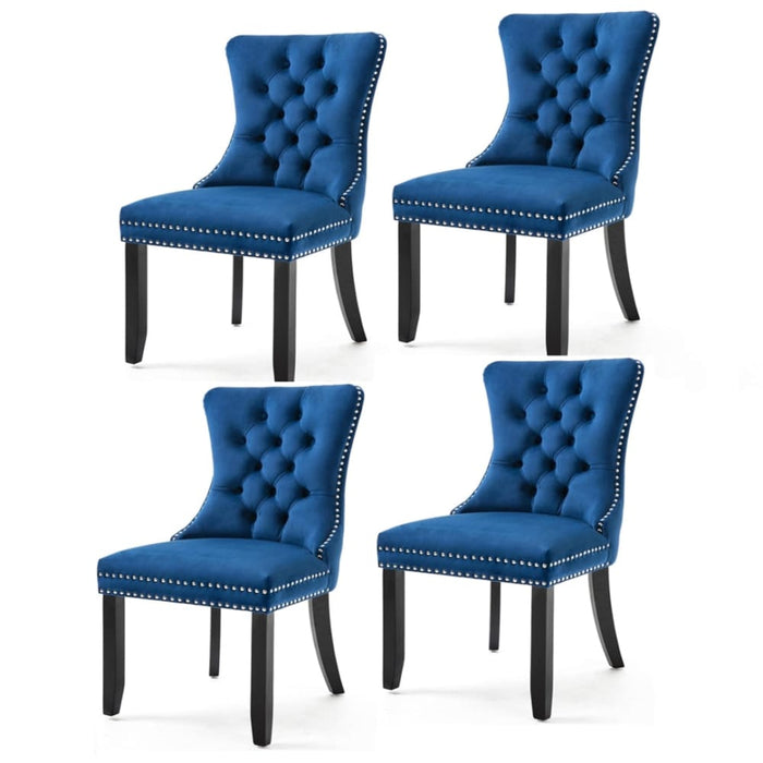 4x Velvet Dining Chairs Upholstered Tufted Kithcen Chair