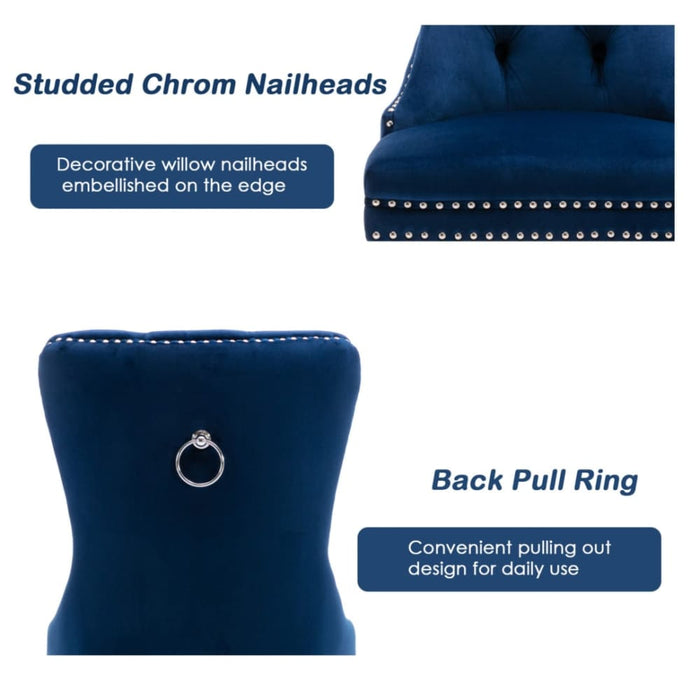 4x Velvet Dining Chairs Upholstered Tufted Kithcen Chair