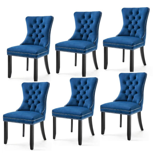 6x Velvet Dining Chairs Upholstered Tufted Kithcen Chair