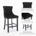 2x Velvet Bar Stools with Studs Trim Wooden Legs Tufted