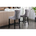 6x Velvet Bar Stools with Studs Trim Wooden Legs Tufted