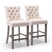 6x Velvet Bar Stools with Studs Trim Wooden Legs Tufted
