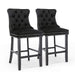 2x Velvet Bar Stools with Studs Trim Wooden Legs Tufted