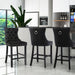 6x Velvet Bar Stools with Studs Trim Wooden Legs Tufted