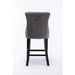 6x Velvet Bar Stools with Studs Trim Wooden Legs Tufted