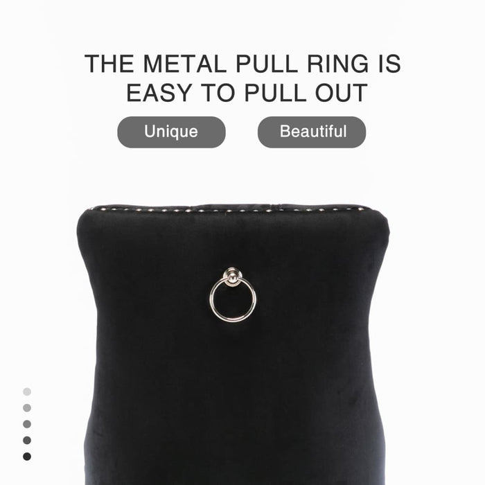 2x Velvet Bar Stools with Studs Trim Wooden Legs Tufted