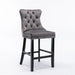 2x Velvet Bar Stools with Studs Trim Wooden Legs Tufted