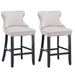 4x Velvet Upholstered Button Tufted Bar Stools With Wood