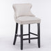 4x Velvet Upholstered Button Tufted Bar Stools With Wood