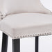 2x Velvet Upholstered Button Tufted Bar Stools With Wood