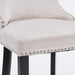 2x Velvet Upholstered Button Tufted Bar Stools With Wood