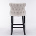 2x Velvet Upholstered Button Tufted Bar Stools With Wood