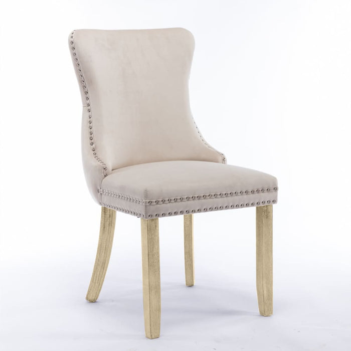 2x Velvet Upholstered Dining Chairs Tufted Wingback Side