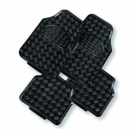 Venom 4-piece Car Mat - Black Rubber Aluminium Look