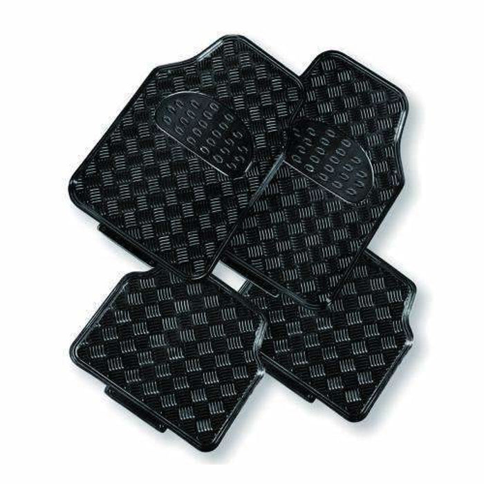 Venom 4-piece Car Mat - Black Rubber Aluminium Look
