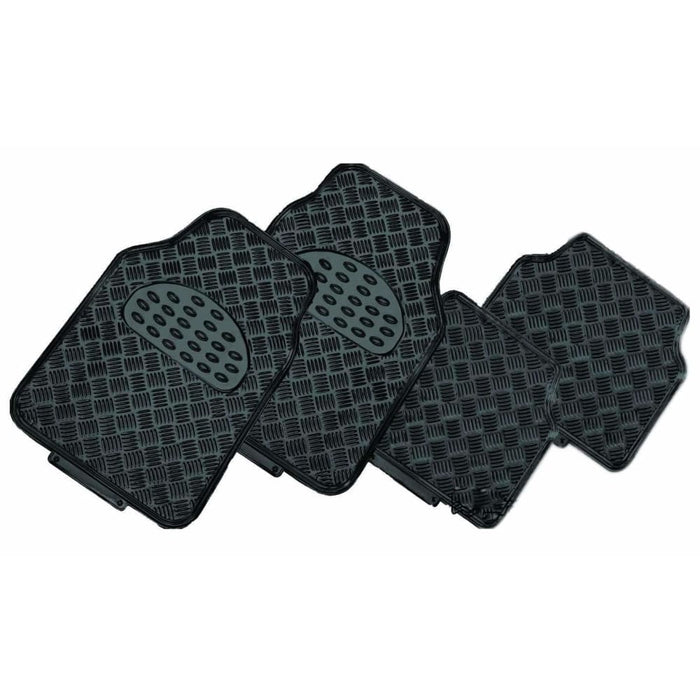 Venom 4-piece Car Mat - Black Rubber Aluminium Look