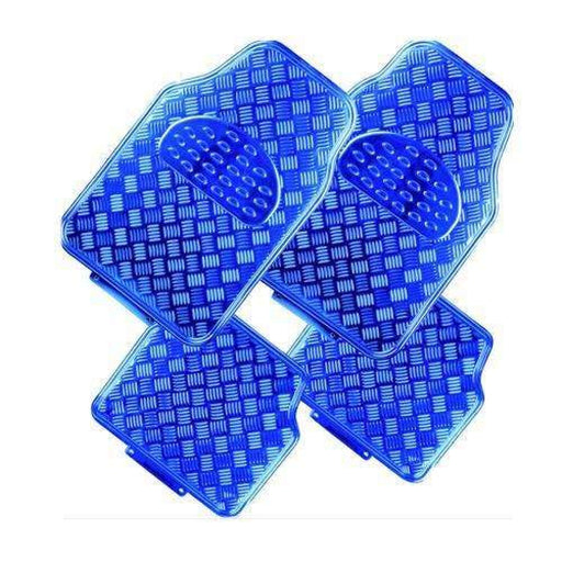 Venom 4-piece Car Mat - Blue Rubber Aluminium Look