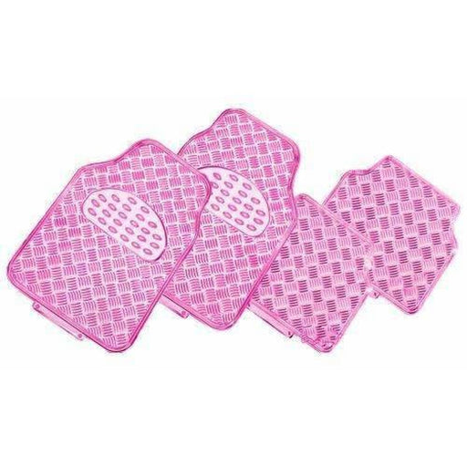 Venom 4-piece Car Mat - Pink Rubber Aluminium Look