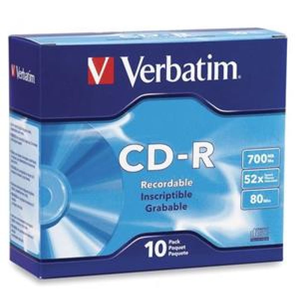 Verbatim Cd - r 700mb 52x 10 Pack With Slim Cases