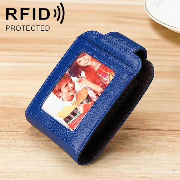 Vertical Cowhide Leather Rfid Wallet For Ladies