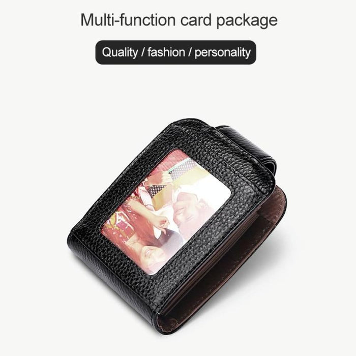 Vertical Cowhide Leather Rfid Wallet For Ladies