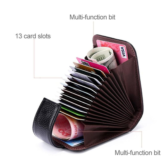 Vertical Cowhide Leather Rfid Wallet For Ladies