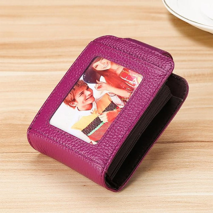 Vertical Cowhide Leather Rfid Wallet For Ladies