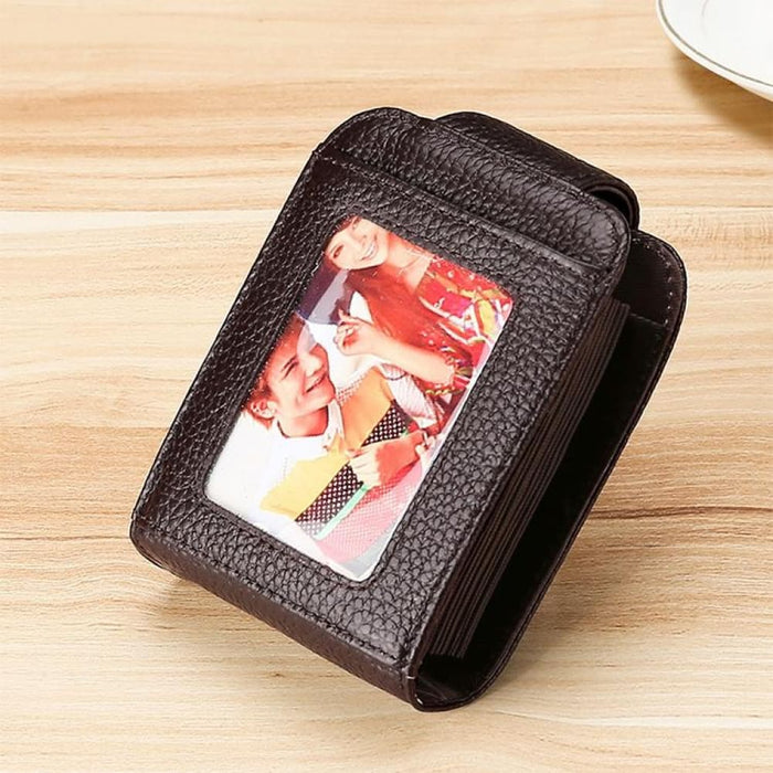 Vertical Cowhide Leather Rfid Wallet For Ladies