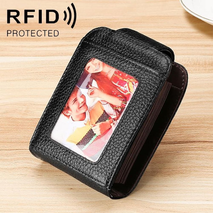 Vertical Cowhide Leather Rfid Wallet For Ladies