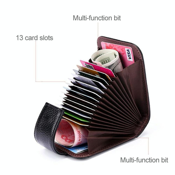 Vertical Cowhide Leather Rfid Wallet For Ladies