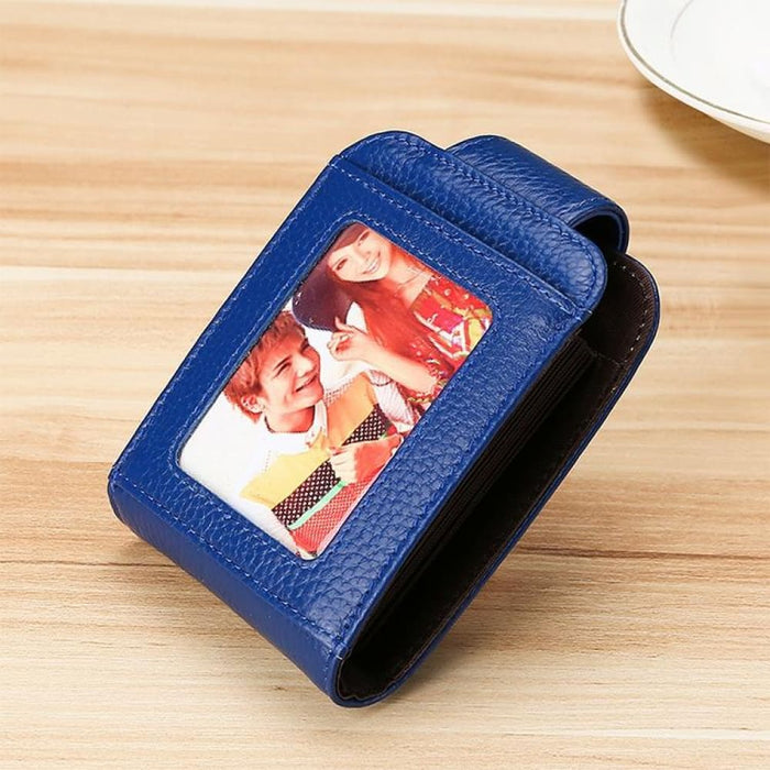 Vertical Cowhide Leather Rfid Wallet For Ladies