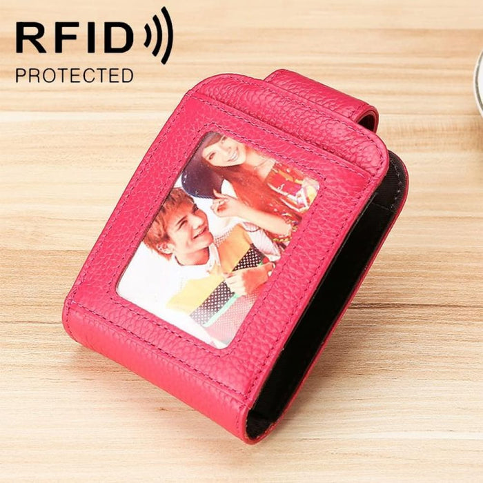 Vertical Cowhide Leather Rfid Wallet For Ladies