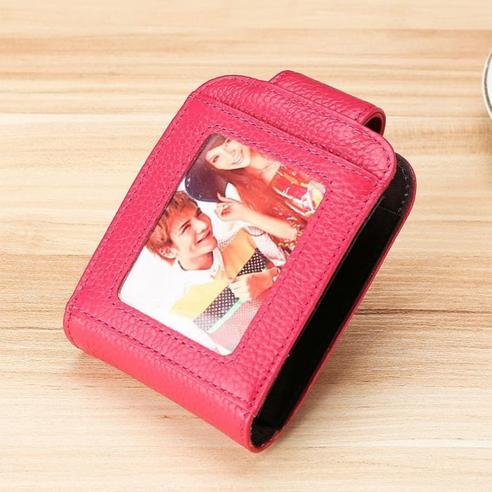 Vertical Cowhide Leather Rfid Wallet For Ladies