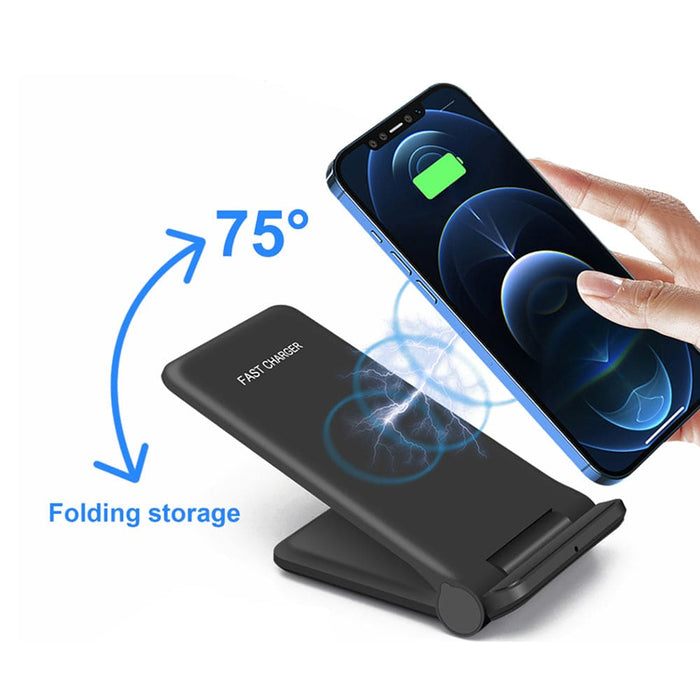 Vibe Geeks Vertical Folding 2-in-1 Wireless Phone Charger