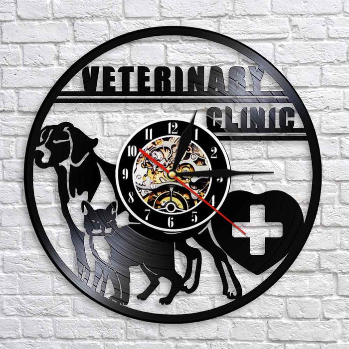Veterinary Clinic Veterinarian Led Vinyl Record Wall Clock