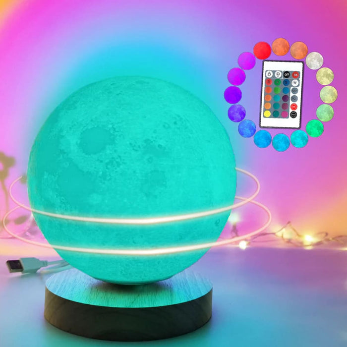 Vibe Geeks 16 Colors Floating And Spinning Led 3d Moon