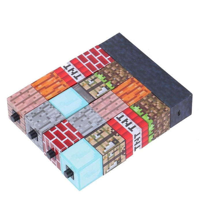 Vibe Geeks 16 Pcs Stackable Minecraft Toy Usb Building