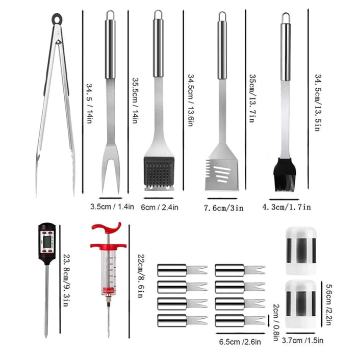 Vibe Geeks 26 Pieces Set Stainless Steel Barbecue Grilling