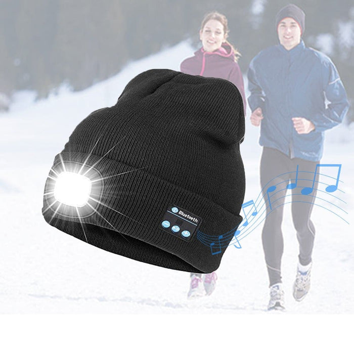 Vibe Geeks Bluetooth Music Knitted Hat With Led Lamp Cap