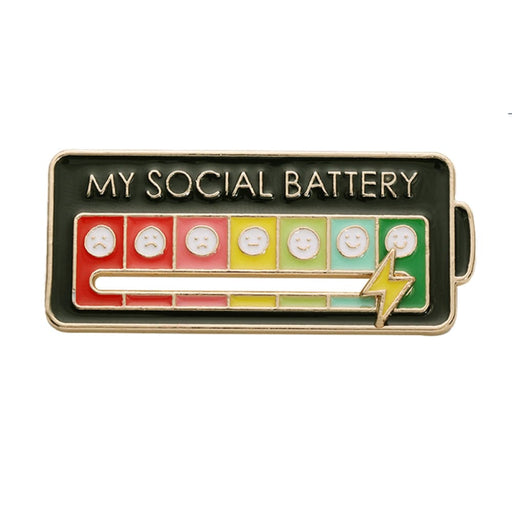 Vibe Geeks Creative Social Battery Energy Enamel Pins Mood