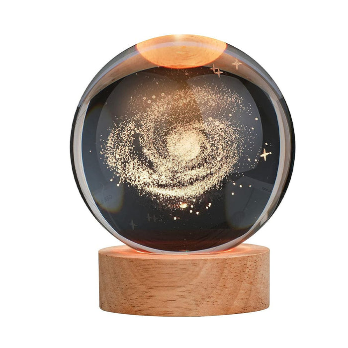 Vibe Geeks Crystal Ball Lamp With Wooden Base For Beside