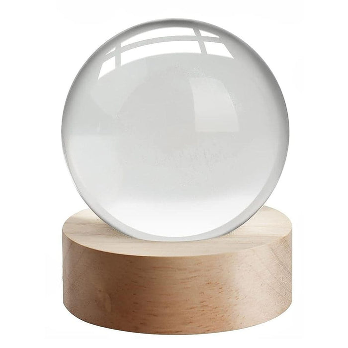 Vibe Geeks Crystal Ball Lamp With Wooden Base For Beside